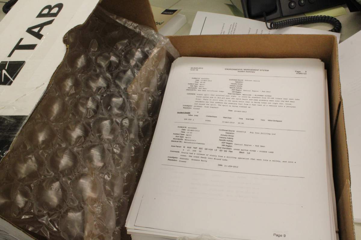 When Global News requested a database of Alberta's environmental incidents, it received hundreds of pages of printed-out records.