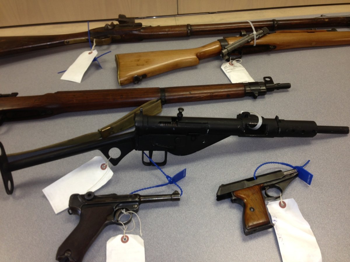 Various guns and weapons collected from the previous B.C. gun amnesty program in Kelowna.