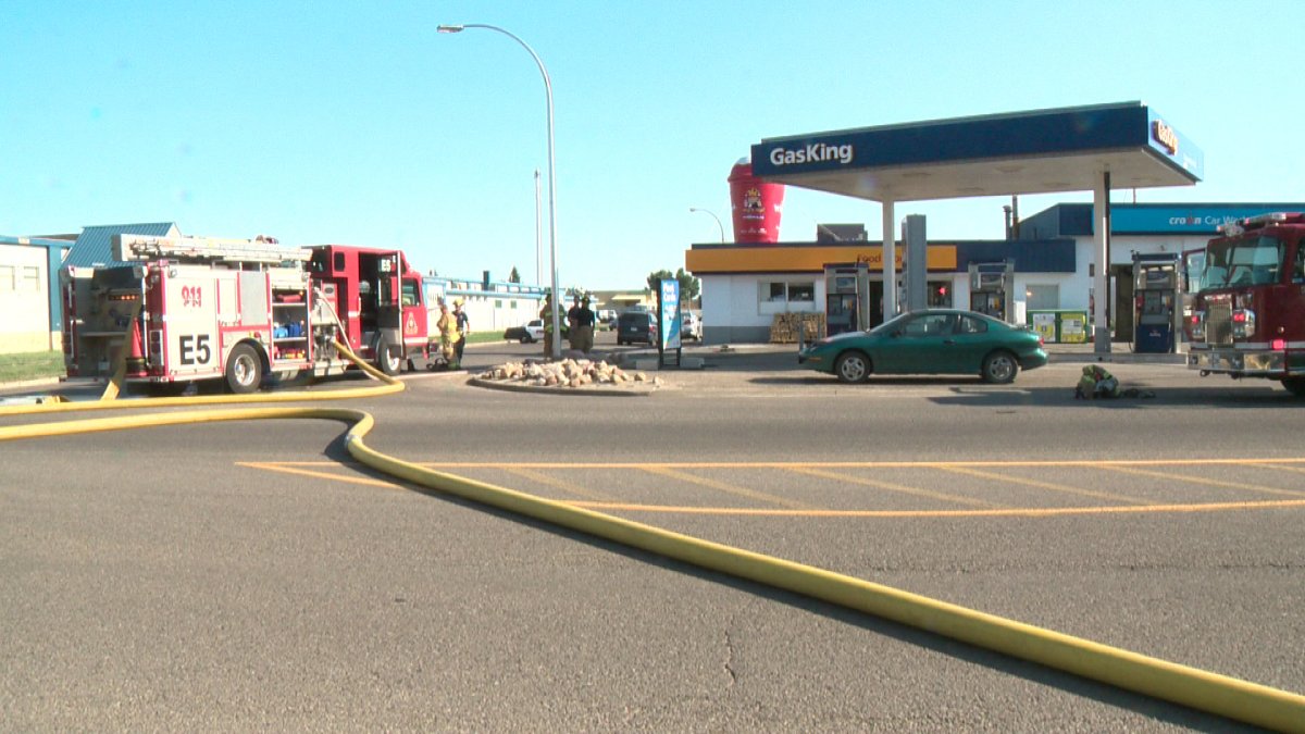 Fire at 5th Ave. Gas King Lethbridge Globalnews.ca