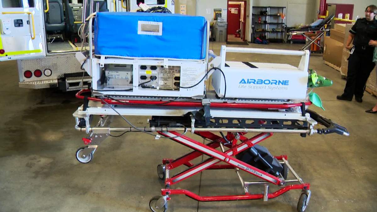 An incubator from the specially designed neonatal ambulance in Calgary.