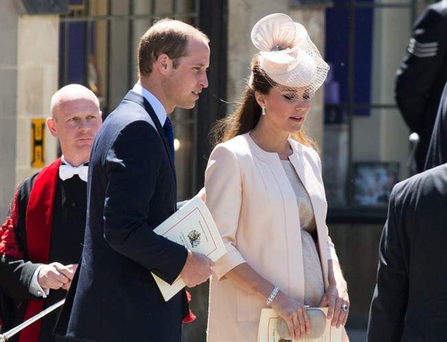 In this June 4, 2013 file photo, Prince William and Kate, The Duchess of Cambridge, attend at a celebratory service for the 60th anniversary of the Queen's Coronation at Westminster Abby in London. 