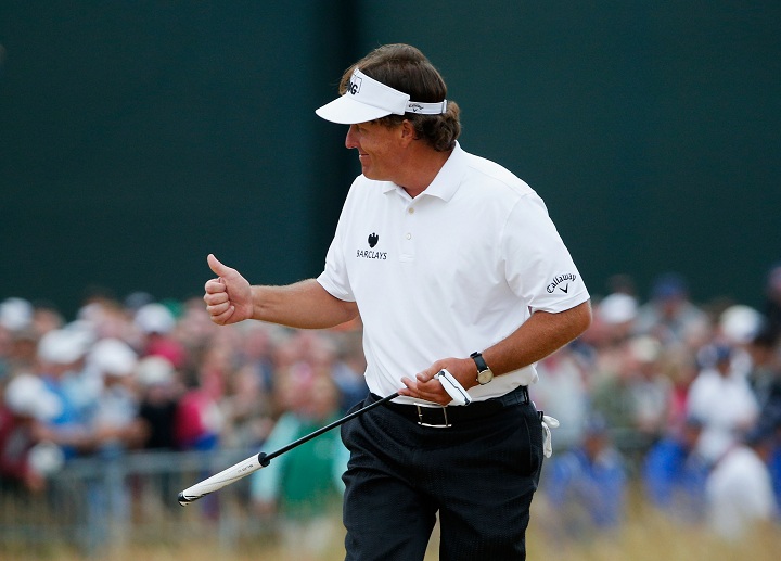 GULLANE, SCOTLAND - JULY 21: Phil Mickelson of the United States walks up the 18th fairway during the final round of the 142nd Open Championship at Muirfield on July 21, 2013 in Gullane, Scotland.