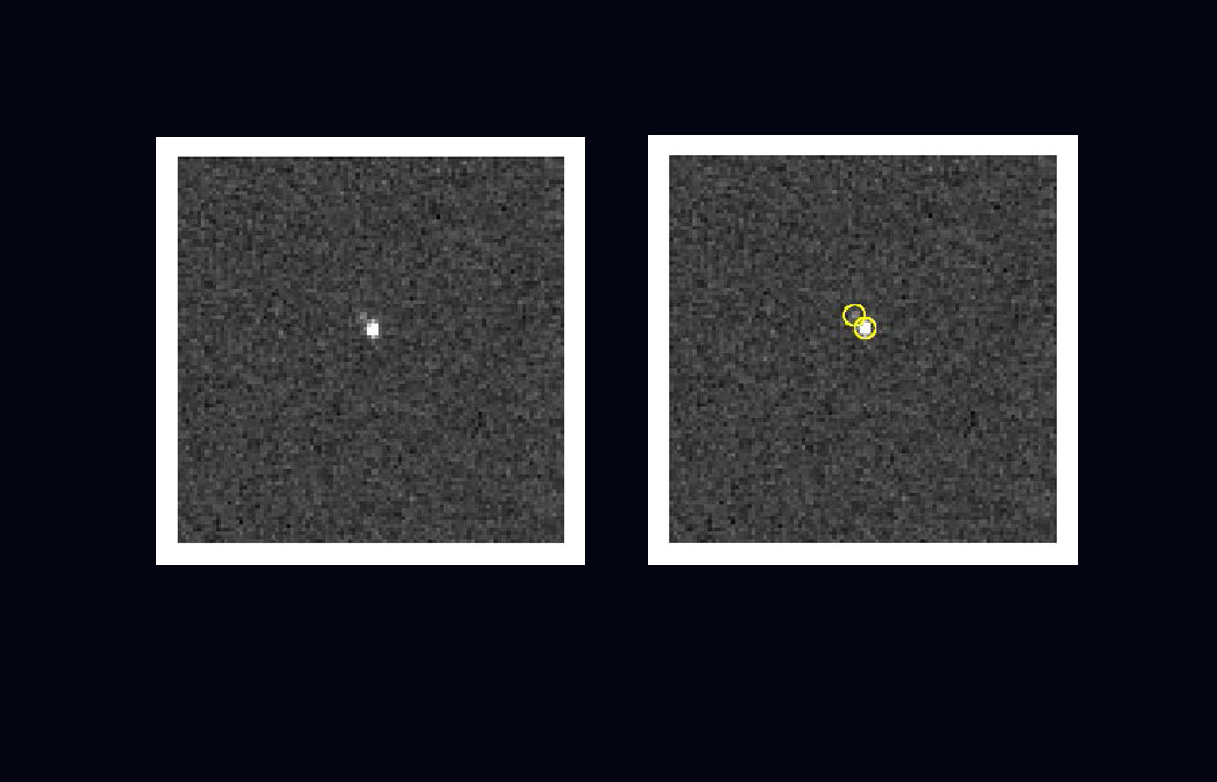 Pluto and Charon as imaged by NASA's New Horizon spacecraft which is on its way to Pluto.