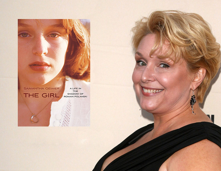 Samantha Geimer, pictured in 2008, and the cover of her new book.