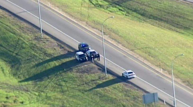 Officers on the south leg of the Anthony Henday Friday morning.