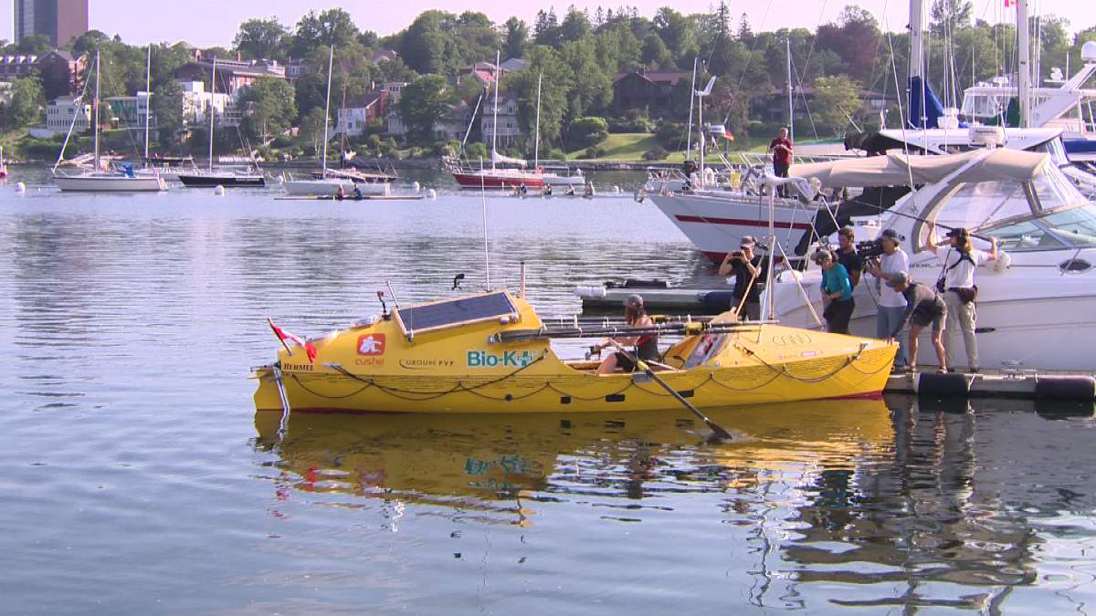 Mylene Paquette casts off from the dock at the Nova Scotia Royal Yacht Squadron in Purcell’s Cove on July 6th, 2013. (Photo: Erin Trafford/Global News)