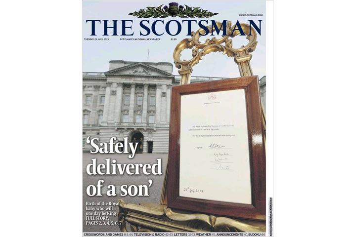 Gallery: British newspaper front pages morning after a prince is born - image