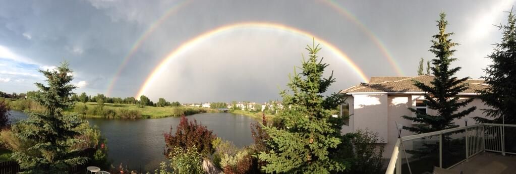 A double rainbow in Sherwood Park, Alberta July, 10, 2013.