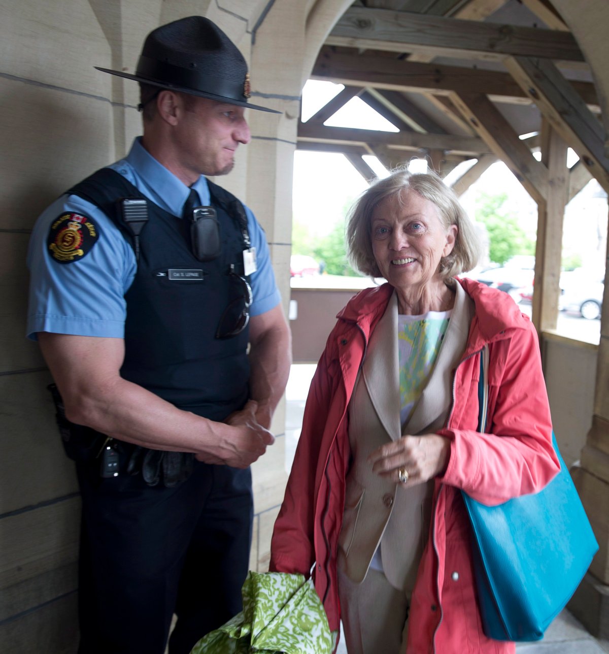 Senator Carolyn Stewart-Olsen arrives on Parliament Hill on Thursday May 23, 2013. THE CANADIAN PRESS/Adrian Wyld.