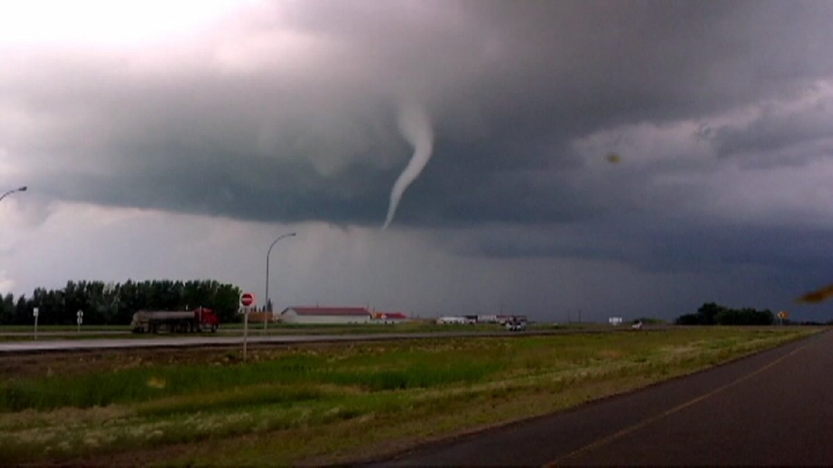 A funnel cloud spotted just North of Hague, Sask on Monday