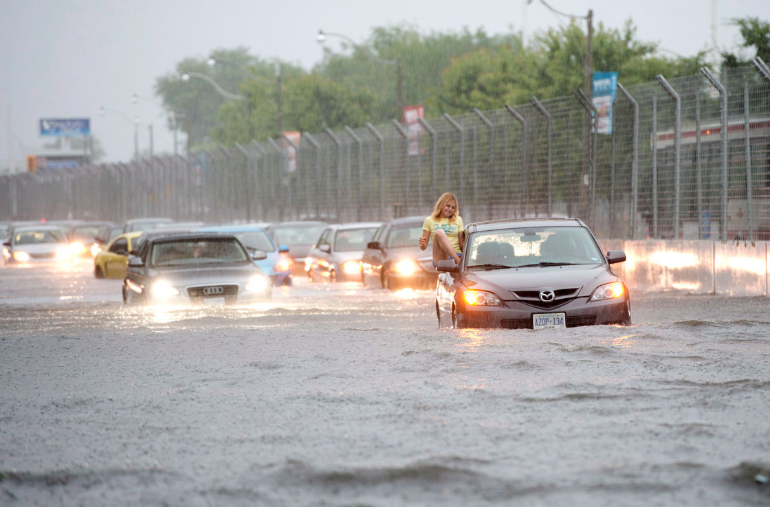 A flooded Toronto highway from the record July downpour.