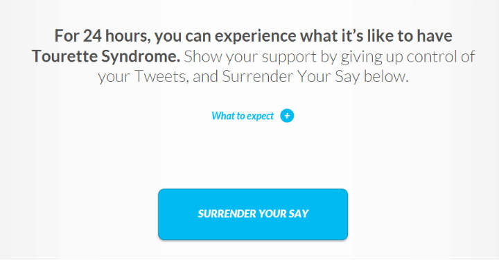 The Tourette Syndrome Foundation of Canada #SurrenderYourSay campaign.