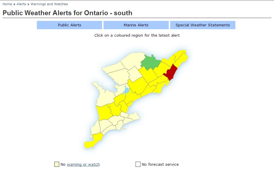 The areas which Environment Canada uses in its warning dissemination system are quite large, which may cause some confusion during localized storms.