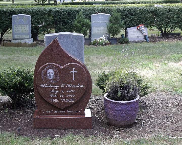 Whitney Houston's headstone in a New Jersey cemetery.