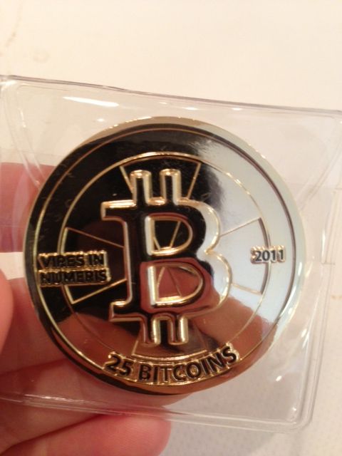 Physical token designed to represent 25 Bitcoins.
