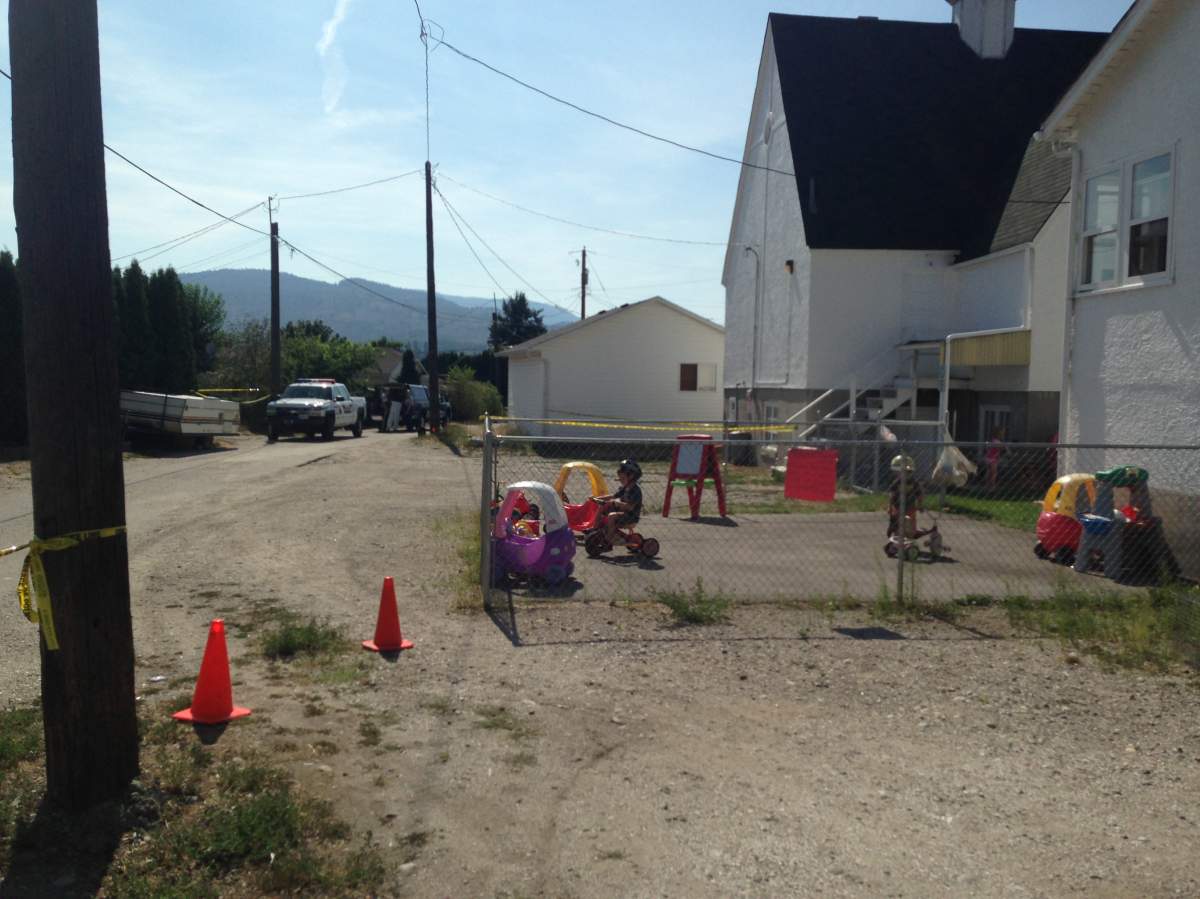Police investigate a bombing in Oliver in August.