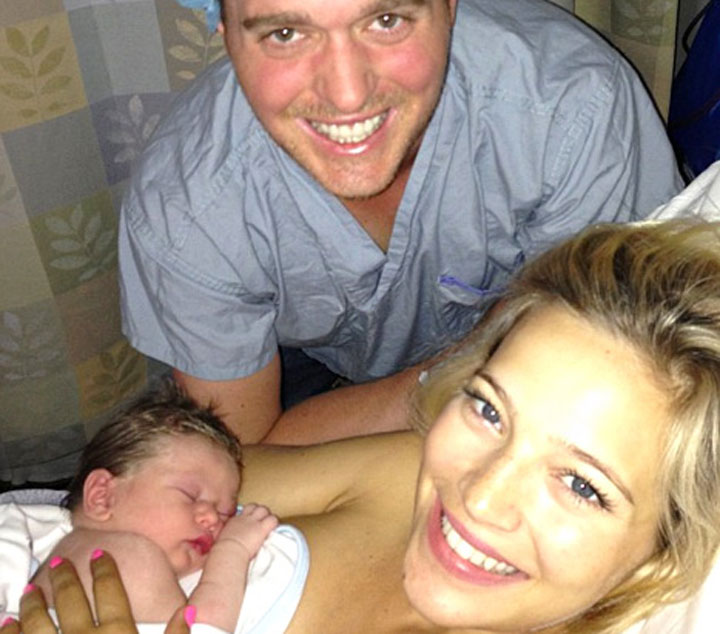 Michael Buble, wife Luisana Lopilato and baby Noah.