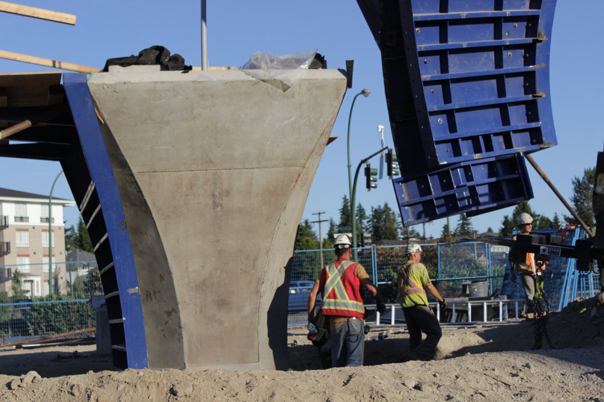The column has been erected at the corner of Como Lake Avenue and Clarke Road in Coquitlam.
