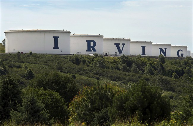 Storage tanks are seen at the Irving Oil refinery in Saint John, N.B. on Thursday, Aug. 8, 2013. 