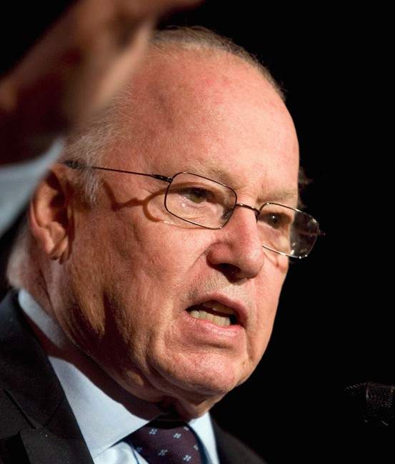 Former Quebec premier Bernard Landry speaks in Quebec City, Wednesday, March 11, 2009.