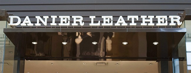 The storefront sign of Danier Leather in Toronto is pictured August 17, 2011. 