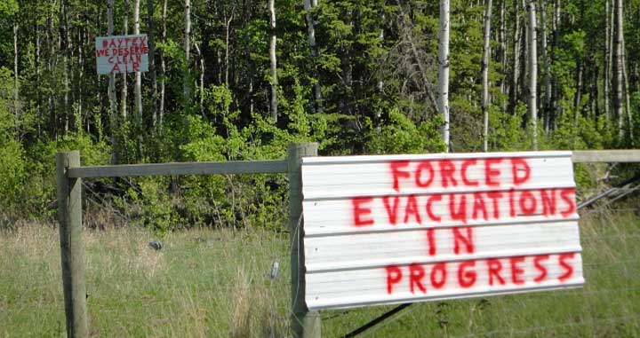 Sign on the road leading to Alain and Karla Labreque's farm.