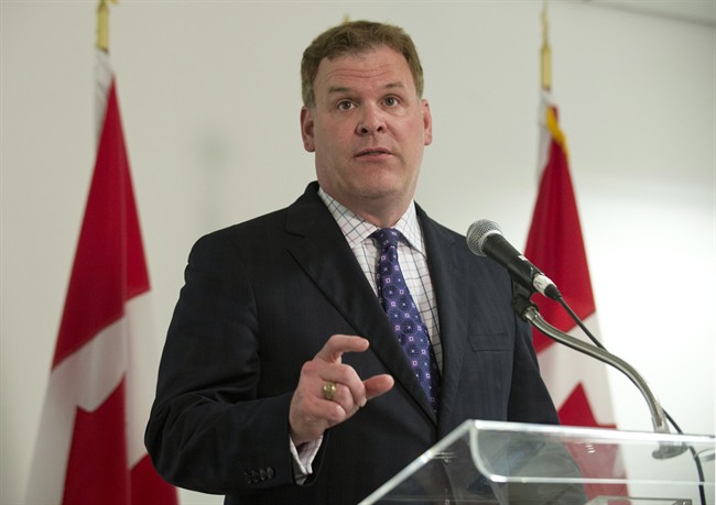 Foreign Affairs Minister John Baird speaks to reporters in Montreal, Wednesday, August 28, 2013.