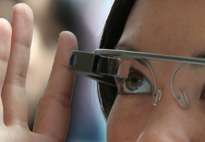 Google Glass worn by a user.