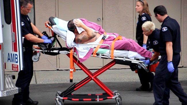 The stabbing occurred at the Grouse Motel in the 9400-block of King George Highway just before noon today.