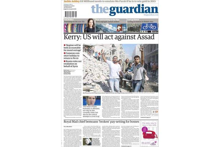 Gallery: Newspaper front pages morning after Kerry’s statement on Syria - image