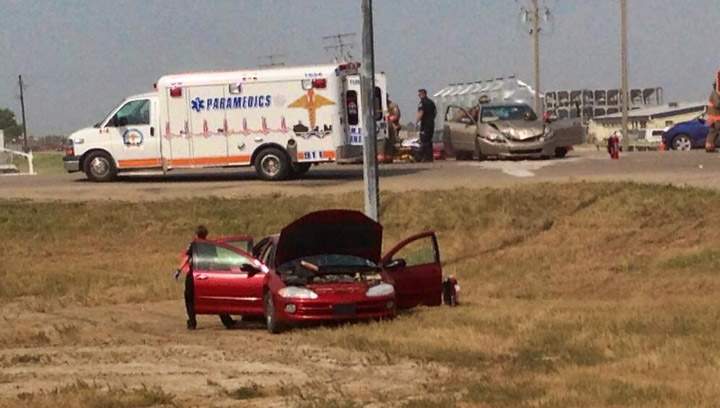 Unknown injuries after two cars collided at the intersection of 71st Street East and Idylwyld Drive.