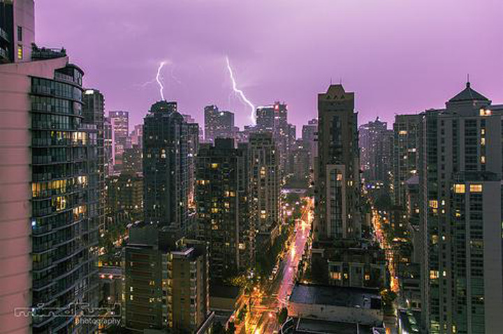 A thunder and lightning storm hit Vancouver Thursday night. 