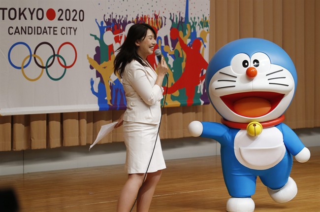 Doraemon, one of the most popular animation characters in Japan, participates in a kick-off ceremony of the Tokyo's bid to host the 2020 Olympics in Tokyo.