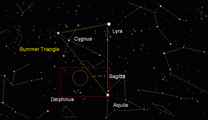 A wide angle view of the sky where the nova can be spotted. (Map courtesy of Blake Nancarrow using SkyTools software.)