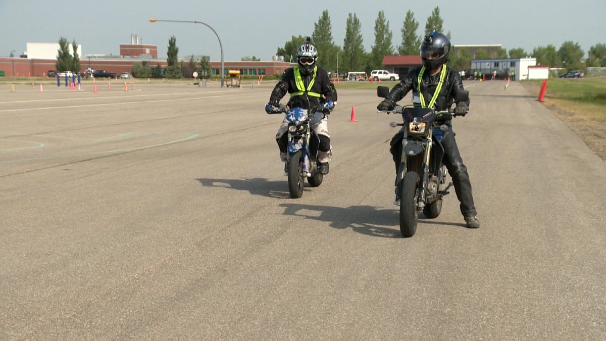 Motorcycle riders test various riding maneuvers for an SGI pilot project.