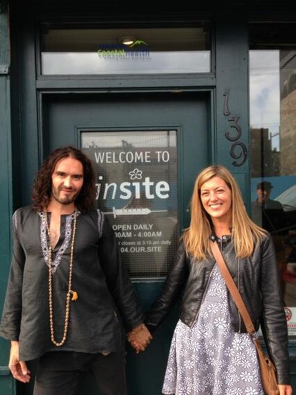Russell Brand outside Insite.