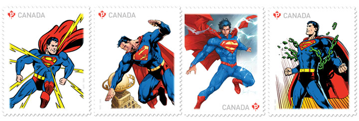 Canada Post's stamps honouring Superman.