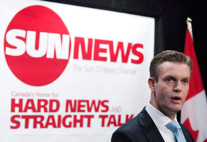 Vice-president of Sun News Network, Kory Teneycke addresses a news conference to launch the proposed Sun TV News Channel in Toronto, June 15, 2010.