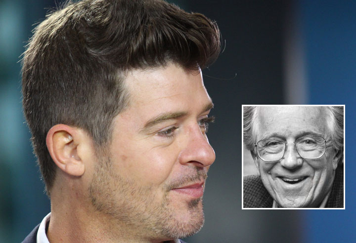 Robin Thicke, pictured in August 2013 and (inset) John Beckwith.
