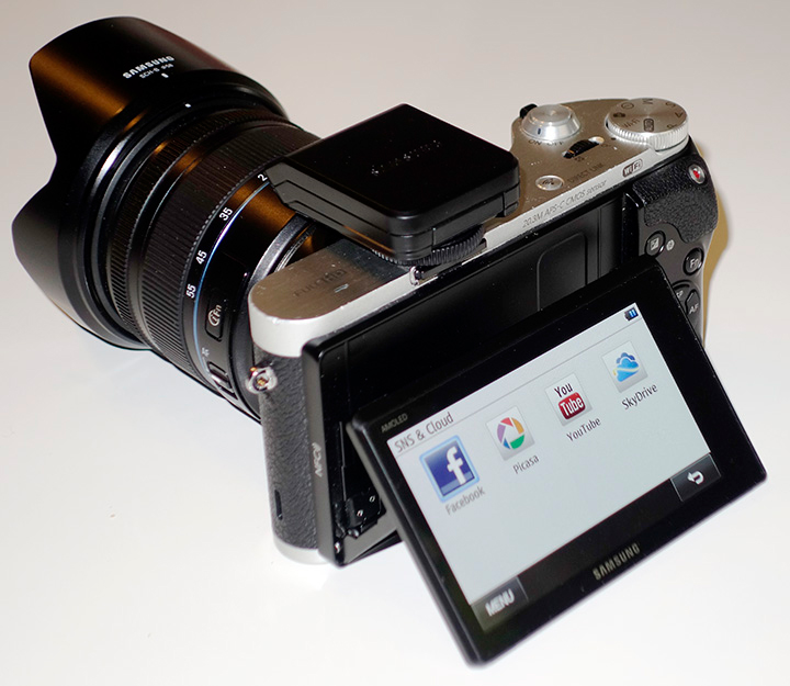 The Samsung NX 300 can email and send pictures and videos directly to Facebook, YouTube and Picasa.