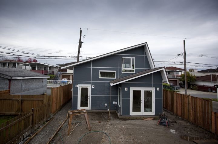 A Vancouver laneway house under construction on Knight Street in Vancouver.