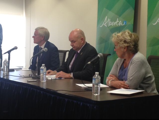 AHS CEO Dr. Chris Eagle, Health Minister Fred Horne, and AHS Administrator Janet Davidson, September 10, 2013.