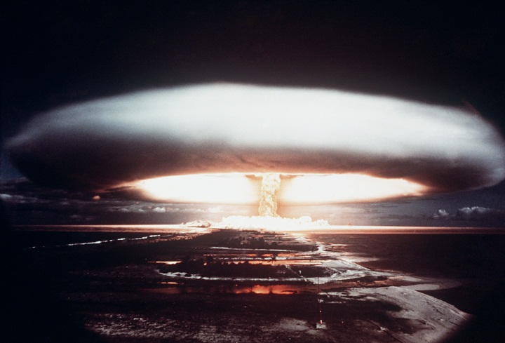 A file picture taken in 1971 shows a French nuclear test in the south Pacific atoll of Mururoa. 