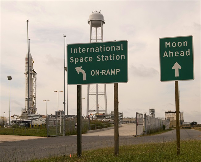 Signs at Wallops Flight Facility where Orbital Sciences Corporation is preparing to launch a demonstration cargo resupply mission to the International Space Station.