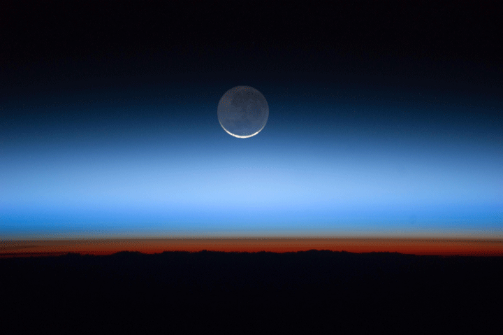 The moon, as photographed from the International Space Station.