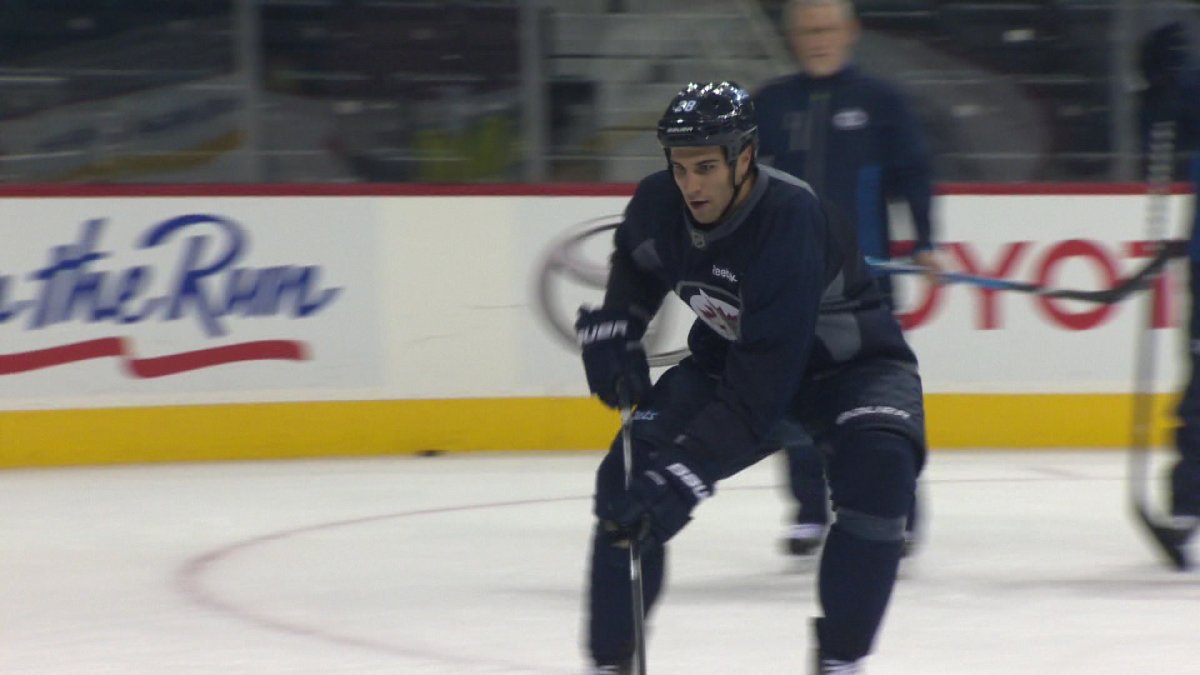 Patrice Cormier practices with the Winnipeg Jets back on September 30, 2013.