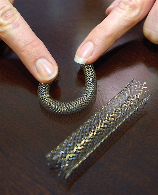 A stent placed in arteries to help blood flow is seen at the Yuma Regional Medical Center in Yuma, Ariz., Wednesday, March 5, 2008. 