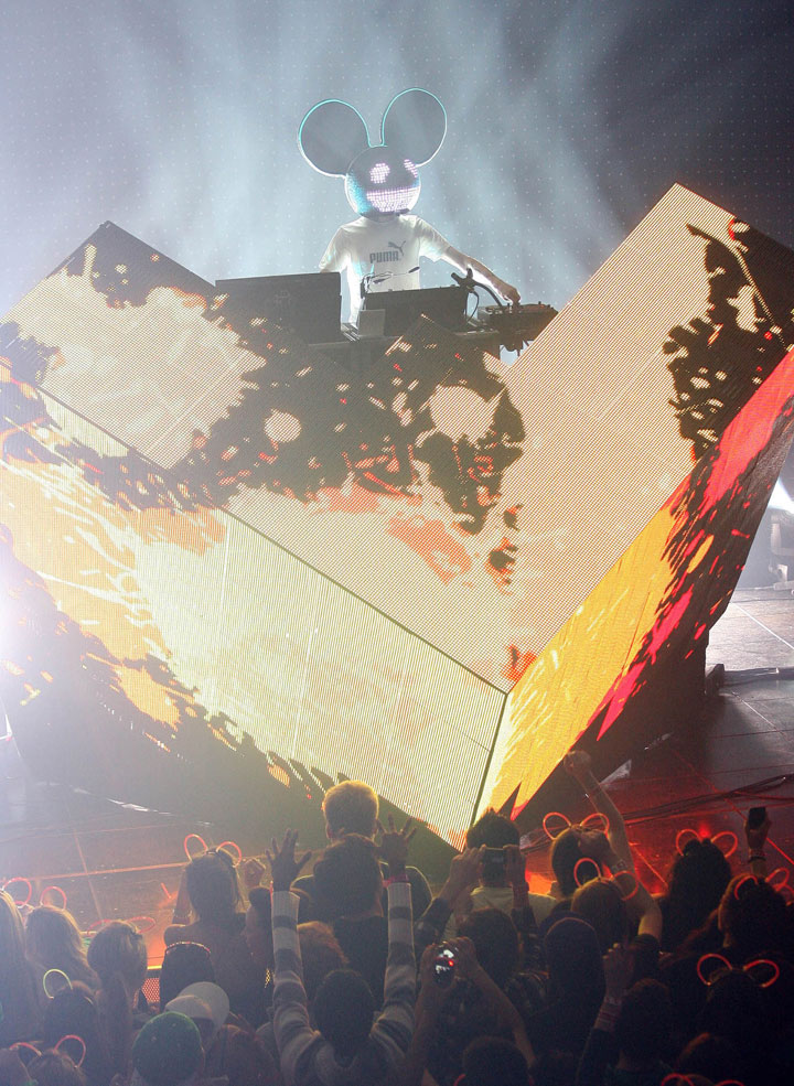 Deadmau5 performing at Toronto's Masonic Temple.