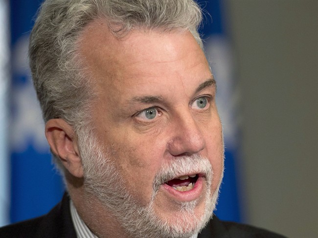 Quebec Liberal Leader Philippe Couillard announces his views over the new charter of Quebec values Thursday, September 5, 2013 at the legislature in Quebec City. 