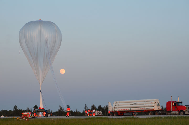This photo, provided by the Canadian Space Agency, shows a stratospheric balloon before launch.